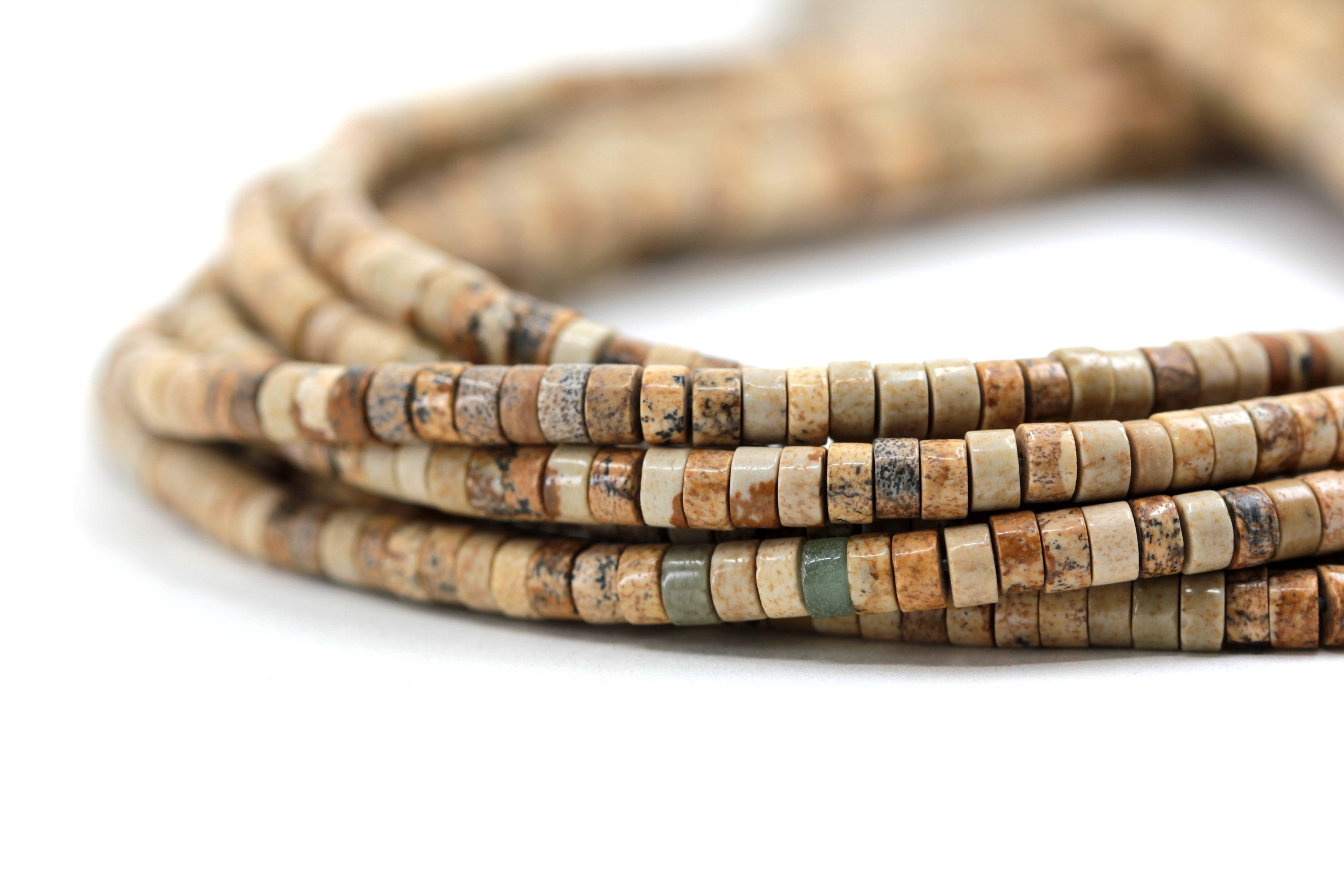 ピクチャージャスパービーズ、4mmヘイシディスクロンデルナチュラル