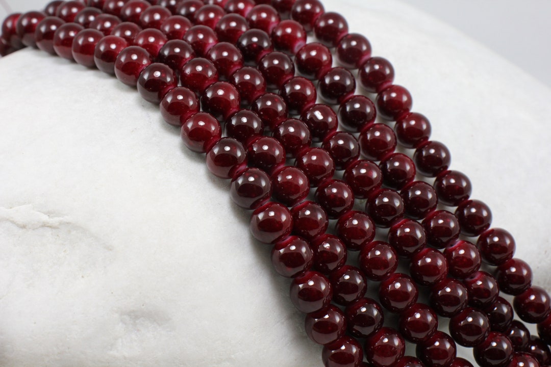 8mm Wine Red Round Glass Beads, Ball Glass Loose Beads 1 Strand 100 Pcs