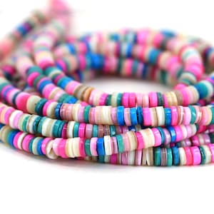 Natural Shell Multicolor Heishi Disc Beads, 1 Strand 16&quot; inches (6-7mm) / SHS6-02