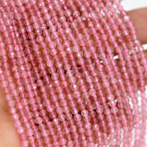 3mm Rose Quartz Faceted Round Gemstone Beads, 15&quot; Full Strand Natural Stone Loose Beads / NSF30-14