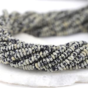 2 x 4 mm perles rondes de jaspe dalmatien / RNS2-39