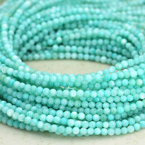 3mm Turquoise Ball Shell Beads, Mini Round Mother Of Pearl Beads / SHLB-07
