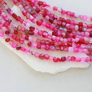 7-9mm Pebble Nugget Pink Agate Beads, 1 Strand 50 pcs / PNBC-06