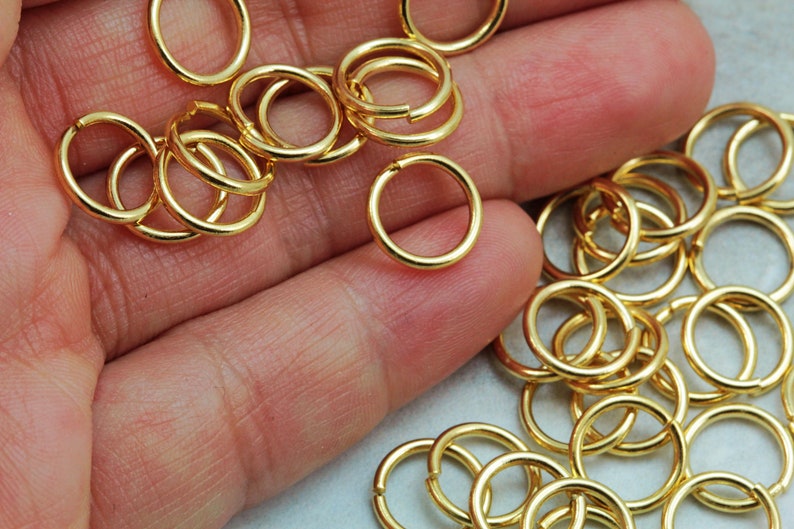 10mm Brass Jump Ring 1.2mm Thickness 50 pcs JRT-G10 Gold Plated Thick Jump Rings