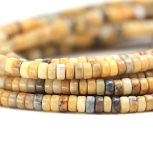 Yellow Jasper Bead, 4mm Heishi Disc Rondelle Natural Bead / NSH-36