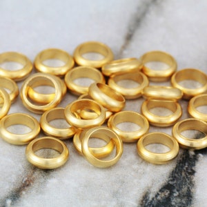 Gold Plated Ring Spacer Bead, 7mm Brass Round Circle Spacer Bead 10 pcs / GPY-406