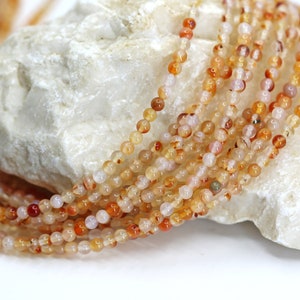 4mm Round Orange Dragon Agate Beads, 1 Full Strand 15.5&quot; Genuine Natural Loose Round Semi Precious Stones / NSR4-16