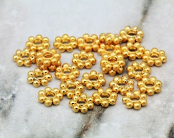 5mm Matte/Shiny Gold Plated Metal Rondelle Spacer Beads 25 pcs / GPY-289