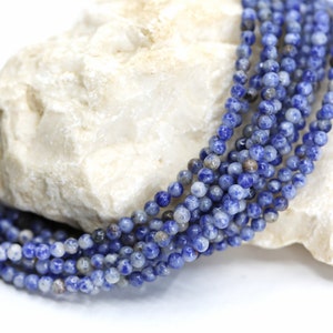 4mm Round Sodalite Beads, 1 Full Strand 15.5&quot; Genuine Natural Loose Round Semi Precious Stones / NSR4-56