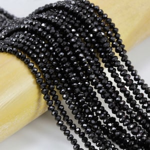 Perline di cristallo nero da 2 mm, perline di vetro di cristallo rondelle sfaccettate / CB2-09