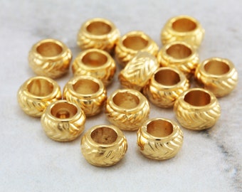 7mm Rondelle Spacer Beads, Matte Gold Plated Metal Beads 15 pcs / GPY-022