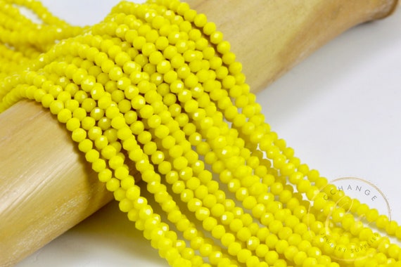 Perles En Pâte De Verre Opaque - Boules Striées Jaune Citron - Pour Création Bijoux DIY - Neuf
