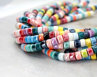 6mm Ceramic Colorful Pony Beads Strand / CRB-7