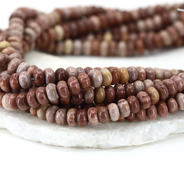 5x8mm Rondelle Brown Jasper Gemstone Beads / RNS5-30