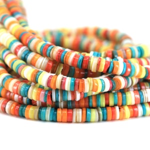 Natural Shell Multicolor Heishi Disc Beads, 1 Strand 16&quot; inches (6-7mm) / SHS6-03