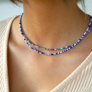 Rainbow Seed Bead Choker, Minimalist Beaded Necklace, Dainty Seed Bead Necklace / Please ask for wholesale prices / SBN-21