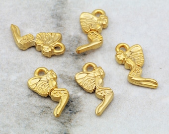 Colgantes de ángel de 25 mm, metal chapado en oro mate, 12 unidades / GPY-209