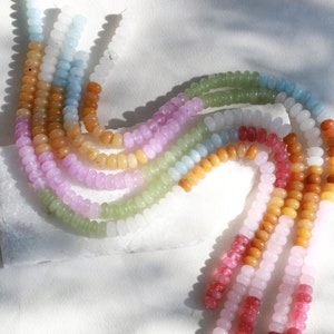 5x8mm Rondelle Multicolor Moonstone and Jade Mix Gemstone Beads / RNS5-43a image 3