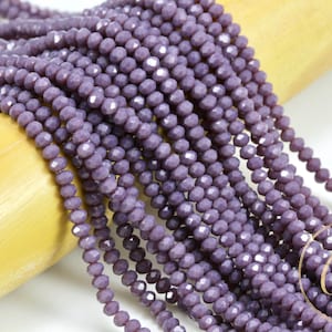 3mm Purple Crystal Beads, Faceted Rondelle Crystal Glass Beads / CB3-07