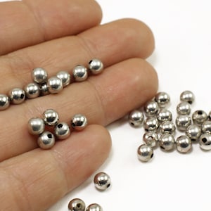 5mm Silver Colour Round Bead, Metal Ball Spacer Bead 100 pcs