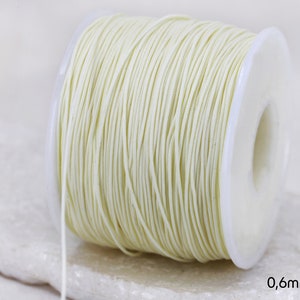 0.6mm Cream Braided Nylon Knotting DIY Macrame Cord / 1 Roll 130 Meters / KMC-602