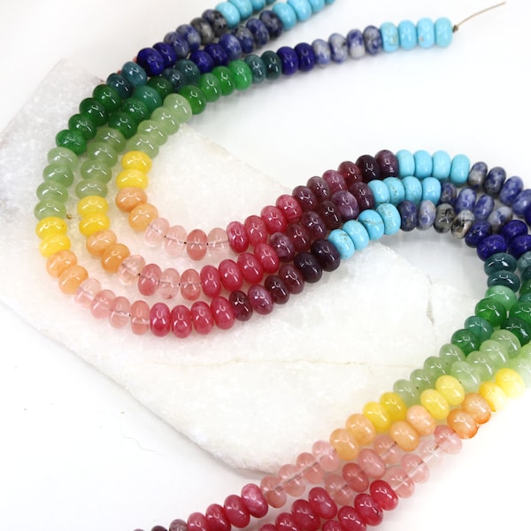 5x8mm Rondelle Multicolor Jade Mix Gemstone Beads / RNS5-55a