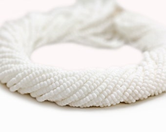 White Seed Beads, 11/0 (2.2mm) Czech Seed Beads 1 Full Hank / GSB11-M01