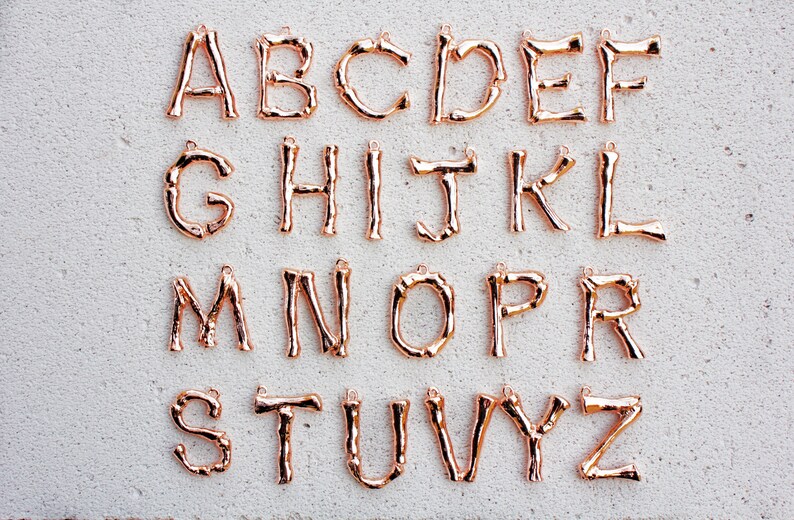 Gold Silver Rose Gold 40mm Metal Letter Charm Bamboo Initial C Pendant Alphabet Pendants 1 pc GPL-3C