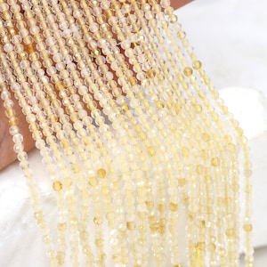 2.5mm Citrine Faceted Round Gemstone Beads / NSF25-02