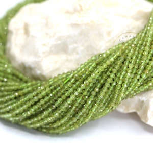 3.5mm Natural Peridot Faceted Round Beads 16&quot; Full Strand / NSF3-123