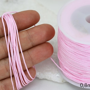 0.8mm Light Pink Braided Nylon Knotting DIY Macrame Cord - 1 Roll 100 Meters / KMC-824