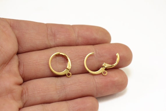 pcs Earring Hoops, 12mm Round Circle Matte Gold Plated Brass Earring  Components EF-M08