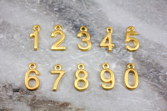 Buy Gold Plated Number Pendant 16mm Metal Number Charm 1 2 3 4 5