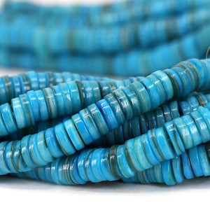 Natuurlijke schelpen blauwe Heishi schijfkralen, 1 streng 16&quot; inch (8-9 mm) / SHS8-13