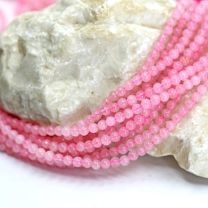 4mm Round Pink Quartz Beads, 1 Full Strand 15.5&quot; Genuine Natural Loose Round Semi Precious Stones / NSR4-51