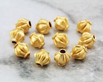 Cuentas espaciadoras redondas de 6 mm, cuentas de metal chapadas en oro mate, 15 piezas / GPY-009