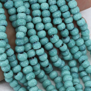 8mm Turquoise Round Handmade Lampwork Glass Beads 1 Strand 25 pcs / LGBR8-02