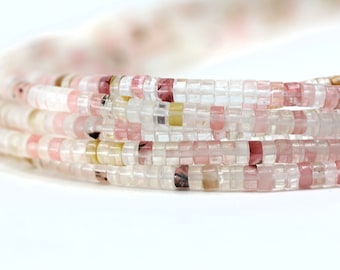 Fire Cherry Quartz Heishi Stones, 4mm Heishi Disc Rondelle Natural Bead / NSH-26