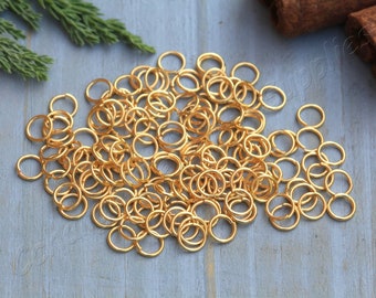 4mm Gold Plated Jump Rings, Brass Open Jump Rings 0.5mm 0.7mm Thickness 100 pcs / JRS-G4
