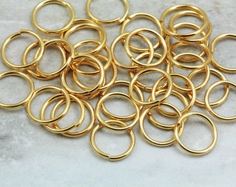 11mm Gold Plated Thick Jump Rings, Brass Jump Ring 1.2mm Thickness 50 pcs / JRT-G11