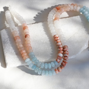 5x8mm Rondelle Soft Multicolor Jade and Jasper Mix Gemstone Beads / RNS5-40a