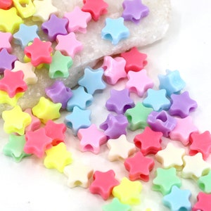 100pcs 10mm Colorful Star Beads, Large Hole Acrylic Star Charm