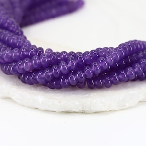 5x8mm Rondelle Purple Jade Beads, 1 Full Strand Heishi Colored Jade Beads / RNS5-104