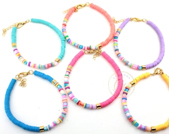 Set Di 9 Braccialetti Heishi Impilabili Con Perline In Argilla E Scritta 'Mama' - Regalo Per La Festa Della Mamma
