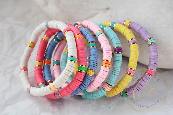 Colorful Heishi Bracelet With Gold Disc Beads Bohemian Stacking Bracelets Please Ask for Wholesale Prices HBB622 Etsy