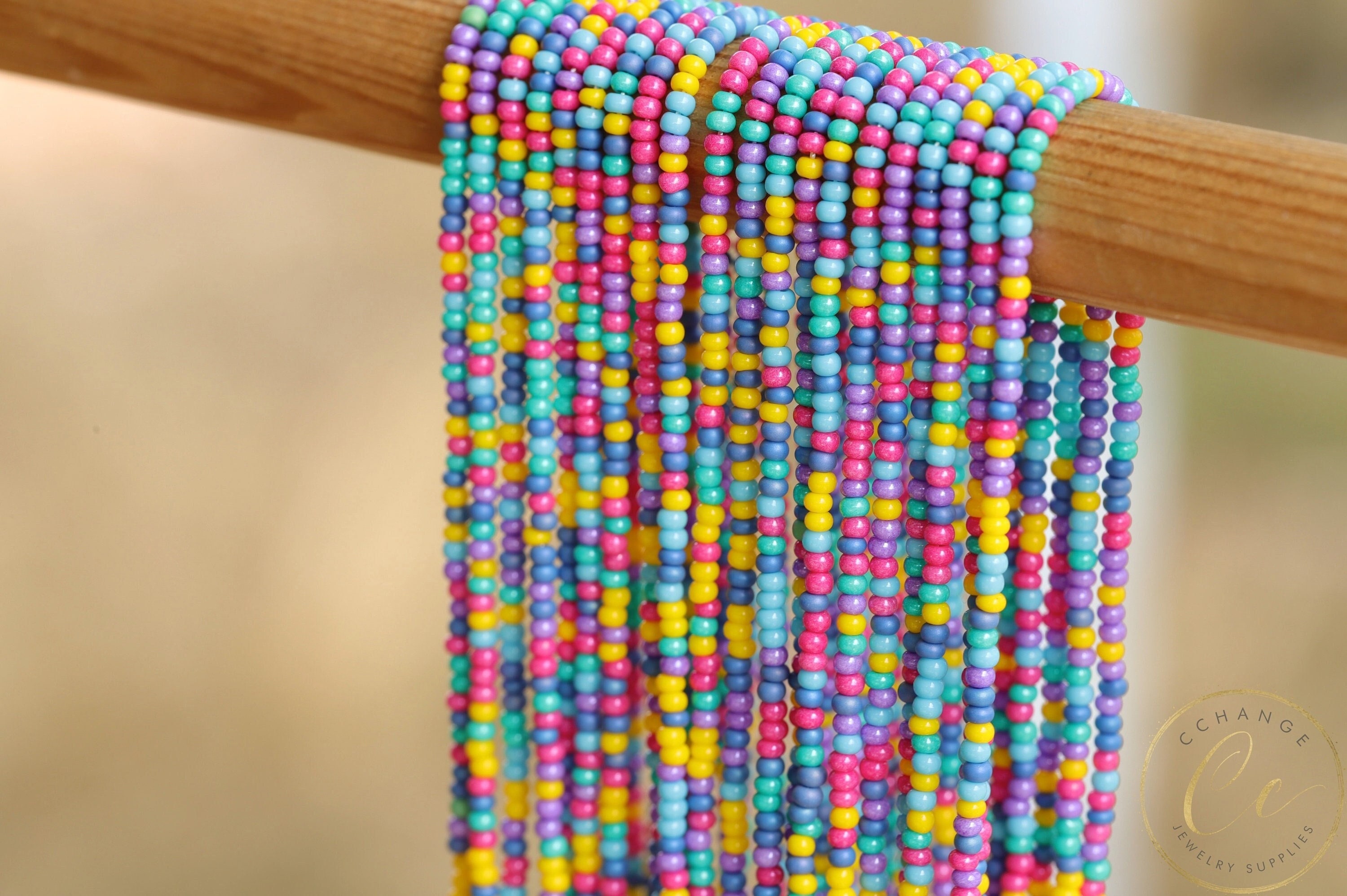 Multicolour Strands 1 Meter Mix Multicolour Seed Bead Strands, 11/0 (2.2mm) Colorful Czech ...