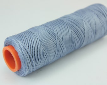 Cordon en macramé ciré bleu denim, fil polyester tressé 1 mm 100 mètres | WX-28
