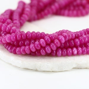 5x8mm Rondelle Fuchsia Jade Beads, 1 Full Strand Heishi Colored Jade Beads / RNS5-07