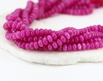 5x8mm Rondelle Fuchsia Jade Beads, 1 Full Strand Heishi Colored Jade Beads / RNS5-07