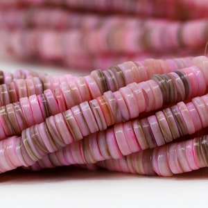 Natuurlijke schelpen roze Heishi schijfkralen, 1 streng 16&quot; inch (8-9 mm) / SHS8-07